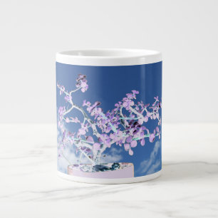 Bonsai inverterade lila vit mot himlar portulaca jumbo mugg