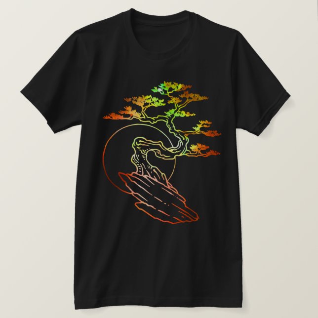 Bonsai Japansk Abstrakt Artistic Art Gift Idea T Shirt (Design framsida)