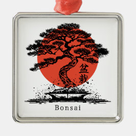 Bonsai Japansk Kanji-Personlig Julgransprydnad Metall