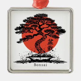 Bonsai Japansk Kanji-Personlig Julgransprydnad Metall