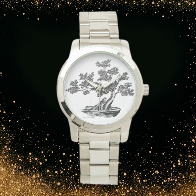 Bonsai - Kinesisk stil - svart och vitt Armbandsur (Skapare uppladdad)