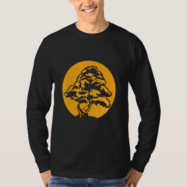 Bonsai med solnedgång t shirt (Framsida)