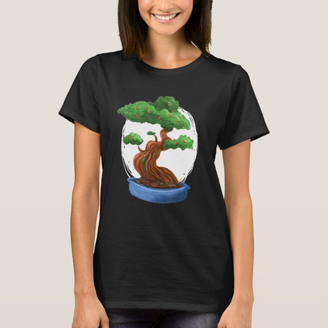 Bonsai Miniatyr Träd T Shirt (Framsida)