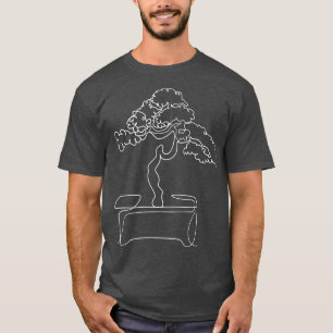 Bonsai Motif Hand plockade Träd Zen Line Art Teckn T Shirt