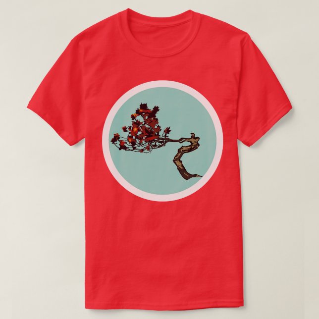 Bonsai Red på Grönt T Shirt (Design framsida)