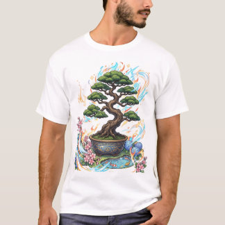 Bonsai-träd anime-stil grafik. t shirt