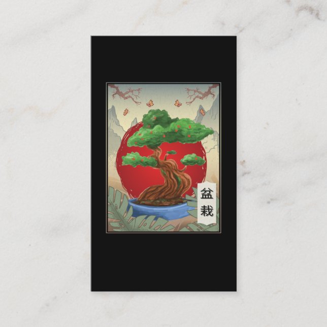 Bonsai Träd Buddhism Japansk naturfjäril Visitkort (Framsida)