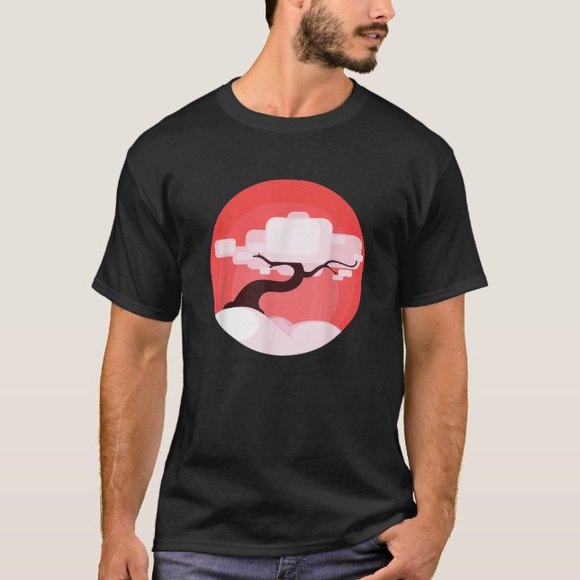 Bonsai Träd Enso Circle Calligraphy Zen Buddhist A T Shirt (Framsida)