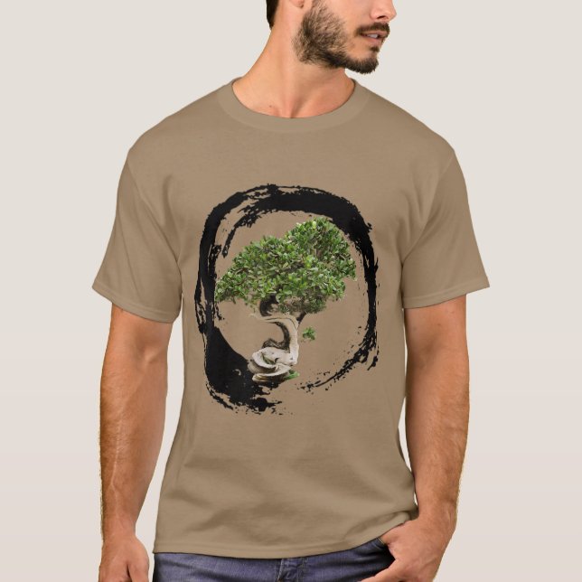 Bonsai Träd Enso Circle Calligraphy Zen T Shirt (Framsida)