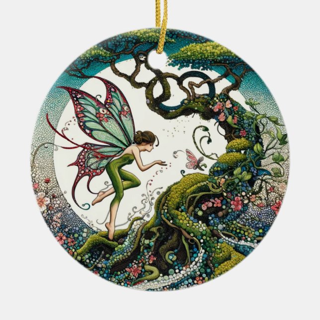 Bonsai Träd Fairy Julgransprydnad Keramik (Framsidan)