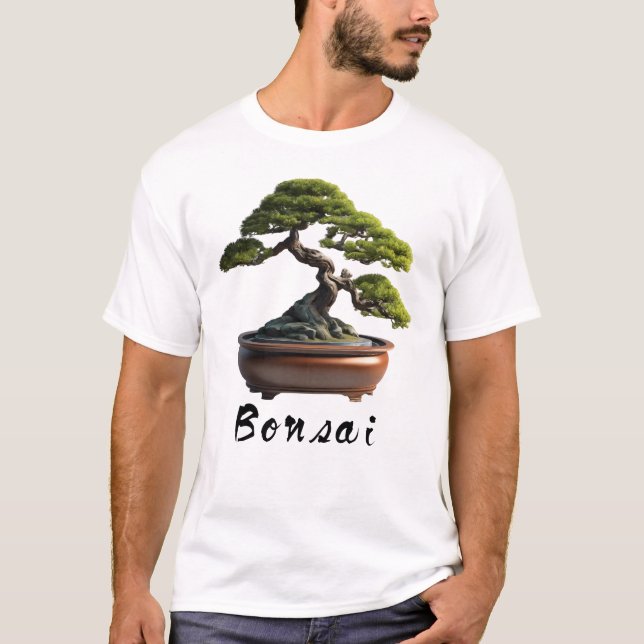 Bonsai Träd - Grönt T Shirt (Framsida)