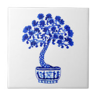 Bonsai Träd i Cobalt Blue och White