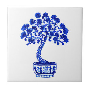 Bonsai Träd i Cobalt Blue och White Kakelplatta