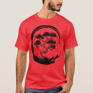 Bonsai Träd i Enso Circle Design Japansk Zen Cal T Shirt