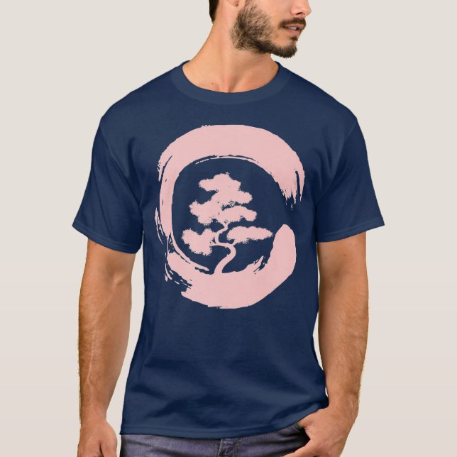 Bonsai Träd i Enso Circle Japansk Zen-gåva T Shirt (Framsida)