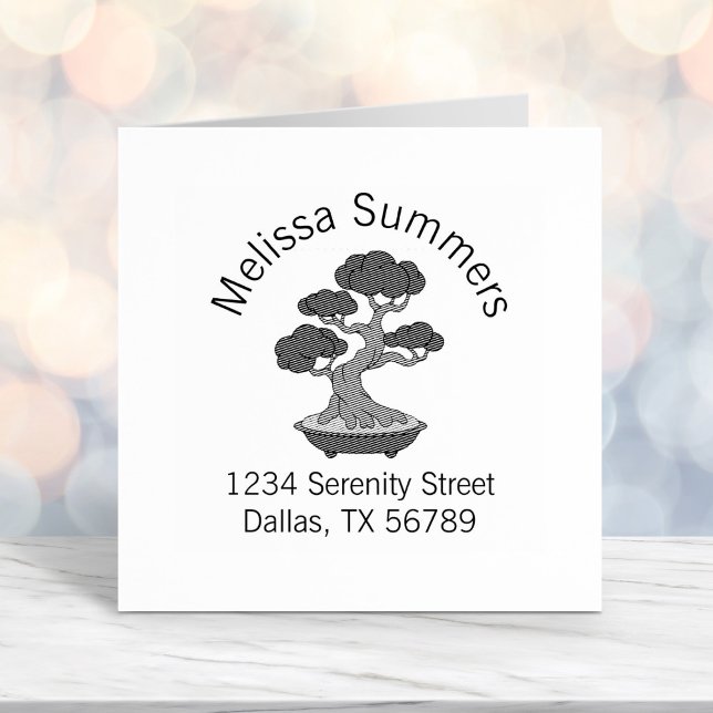 Bonsai Träd i ett fack Adress, Etched Självfärgande Stämpel (Skapare uppladdad)