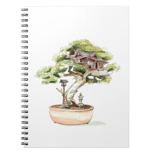 Bonsai Träd Illustration Anteckningsbok (Framsidan)