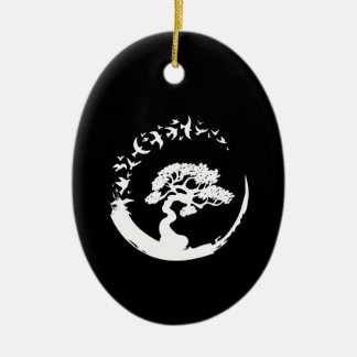 Bonsai träd japanese enso (långärmad) julgransprydnad keramik
