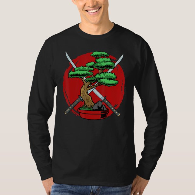Bonsai Träd japansk  Bonsai Träd Katana T Shirt (Framsida)
