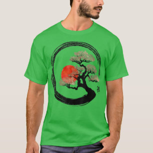 Bonsai Träd japansk calligrafi Zen Bonsai Vintag T Shirt