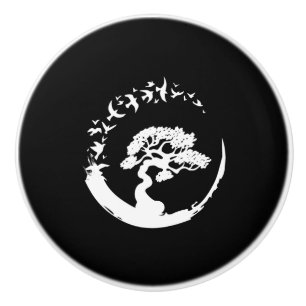 bonsai träd japansk enso cirkelfåglar långärma knopp