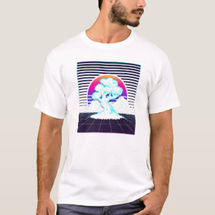 Bonsai Träd japansk Zen Synthwave Sol Vaporwave A T Shirt