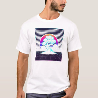 Bonsai Träd japansk Zen Synthwave Sol Vaporwave A T Shirt