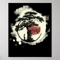 Bonsai Träd japansk Zen Yin Yang Buddhist Circle