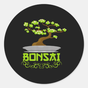 Bonsai Träd Japanska Kanji Runt Klistermärke
