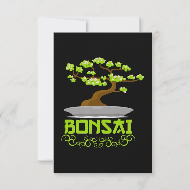 Bonsai Träd japanska kanji Tack Kort (Framsida)