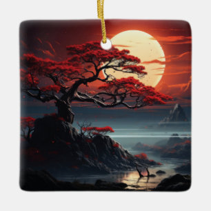 Bonsai Träd Julgransprydnad Keramik