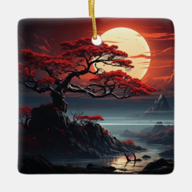 Bonsai Träd Julgransprydnad Keramik (Framsida)
