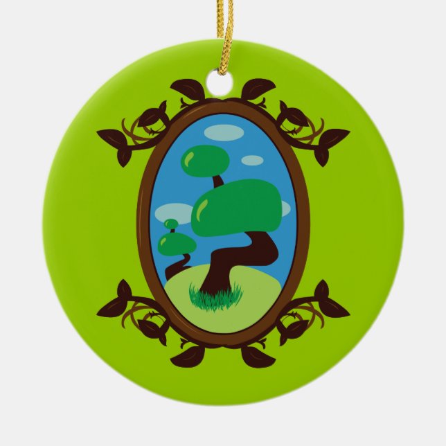 Bonsai Träd Julgransprydnad Keramik (Framsidan)