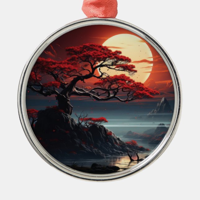 Bonsai Träd Julgransprydnad Metall (Framsidan)