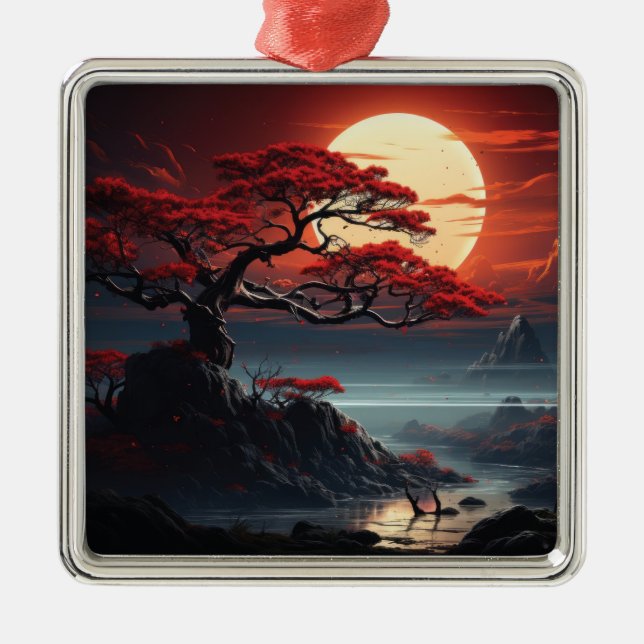 Bonsai Träd Julgransprydnad Metall (Framsidan)