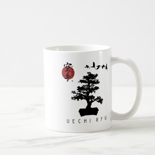 Bonsai Träd Karate Design - Uechi Ryu Instructors Kaffemugg (Höger)