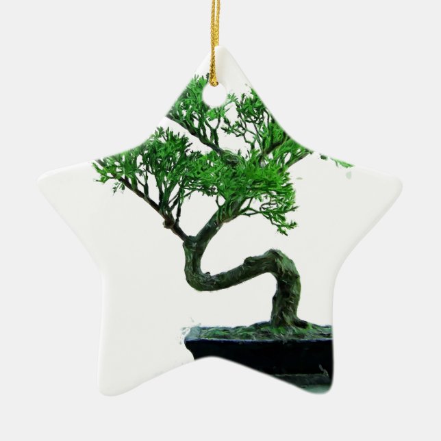 bonsai-träd målning julgransprydnad keramik (Framsidan)
