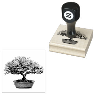 Bonsai Träd med Löv Stämpel