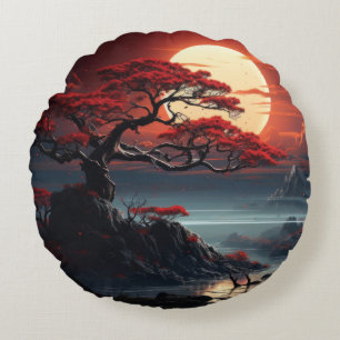 Bonsai Träd Rund Kudde