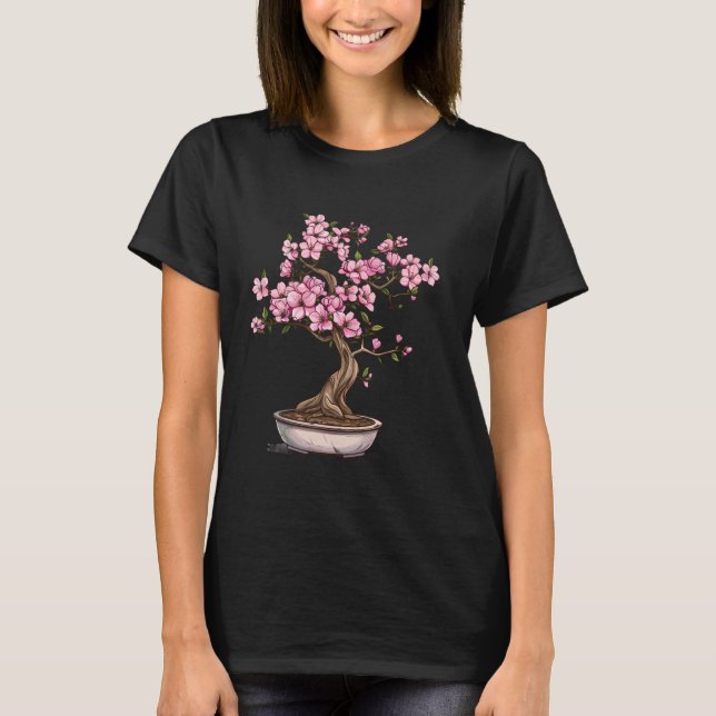 Bonsai Träd Sakura Träd japansk Bonsai Träd Cherr T Shirt (Framsida)