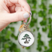 Bonsai-träd Sumi-e stil Japansk Kärlek Kalligrafi