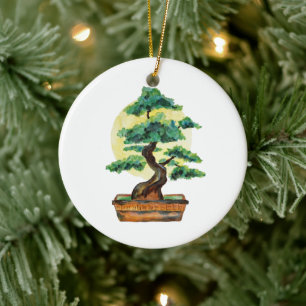 Bonsai Träd Sunshine Julgransprydnad Keramik