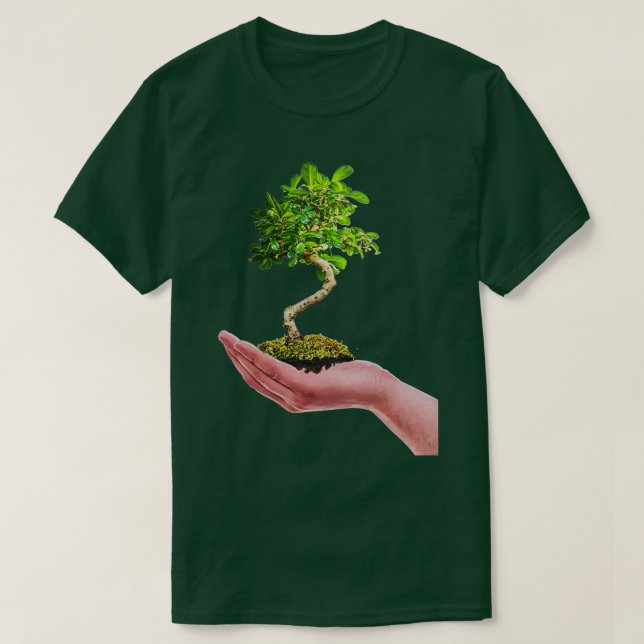 Bonsai Tree in hand Tree Nature white background T Shirt (Design framsida)