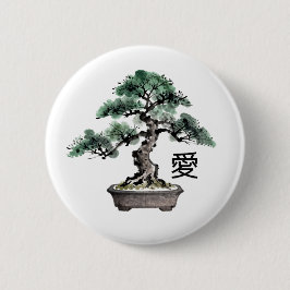 Bonsai Tree Sumi-e Style Japanese Love Calligraphy Knapp