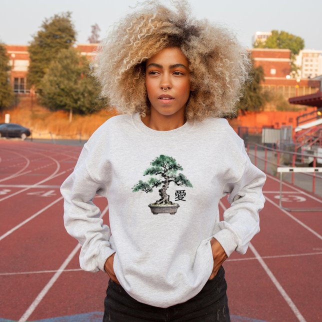 Bonsai Tree Sumi-e Style Japanese Love Calligraphy T Shirt (Skapare uppladdad)