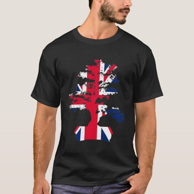 Bonsai Tree UK Flag Graphic Bonsai Mud Men Women T Shirt (Framsida)