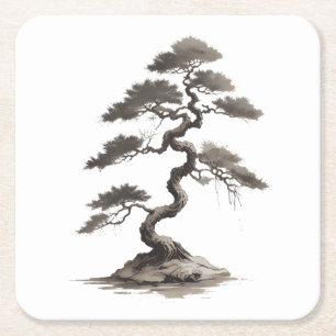 Bonsai Underlägg Papper Kvadrat