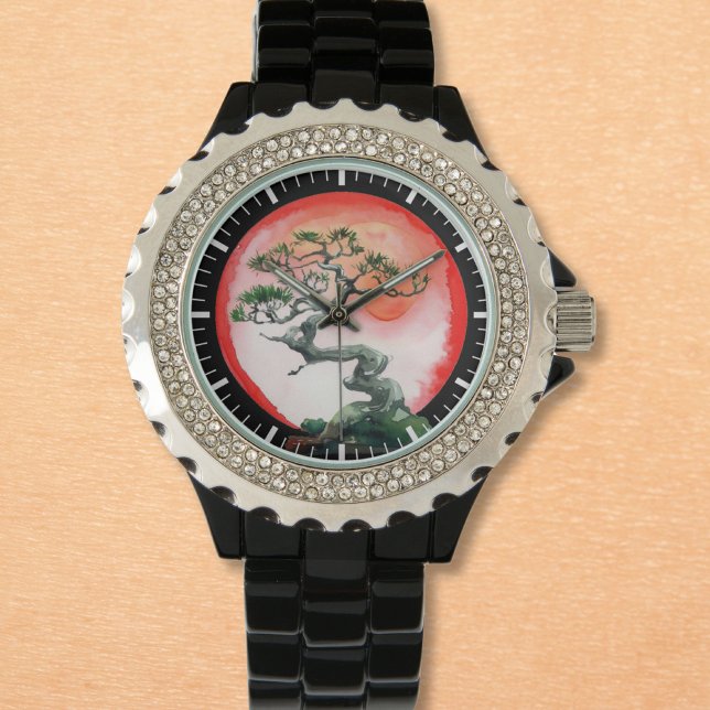 Bonsai vid solnedgång armbandsur (Skapare uppladdad)