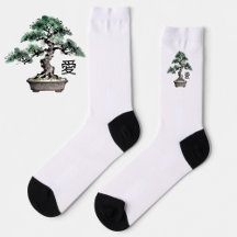 Bonsaiträd Sumi-e stil Japansk Kärlek Kalligrafi