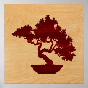 Bonsaiträd - wood inlay. poster